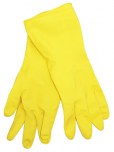 Gloves Rubber Latex  Cotton Lined  Yellow  Lge